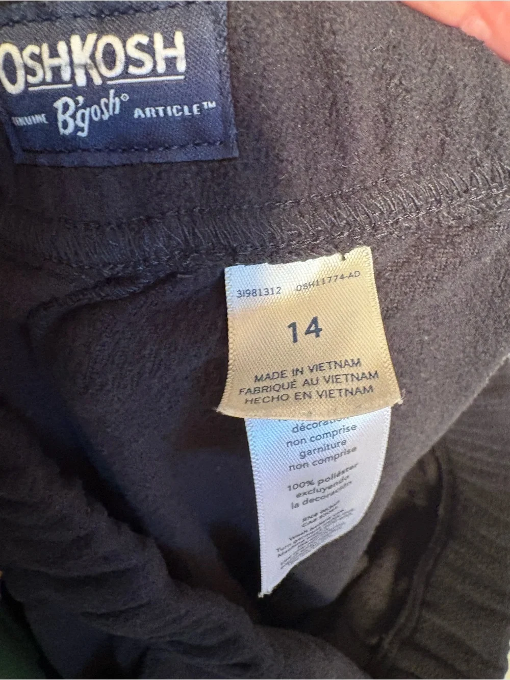 OshKosh B’gosh Girls Black Fleece Pants Size 14